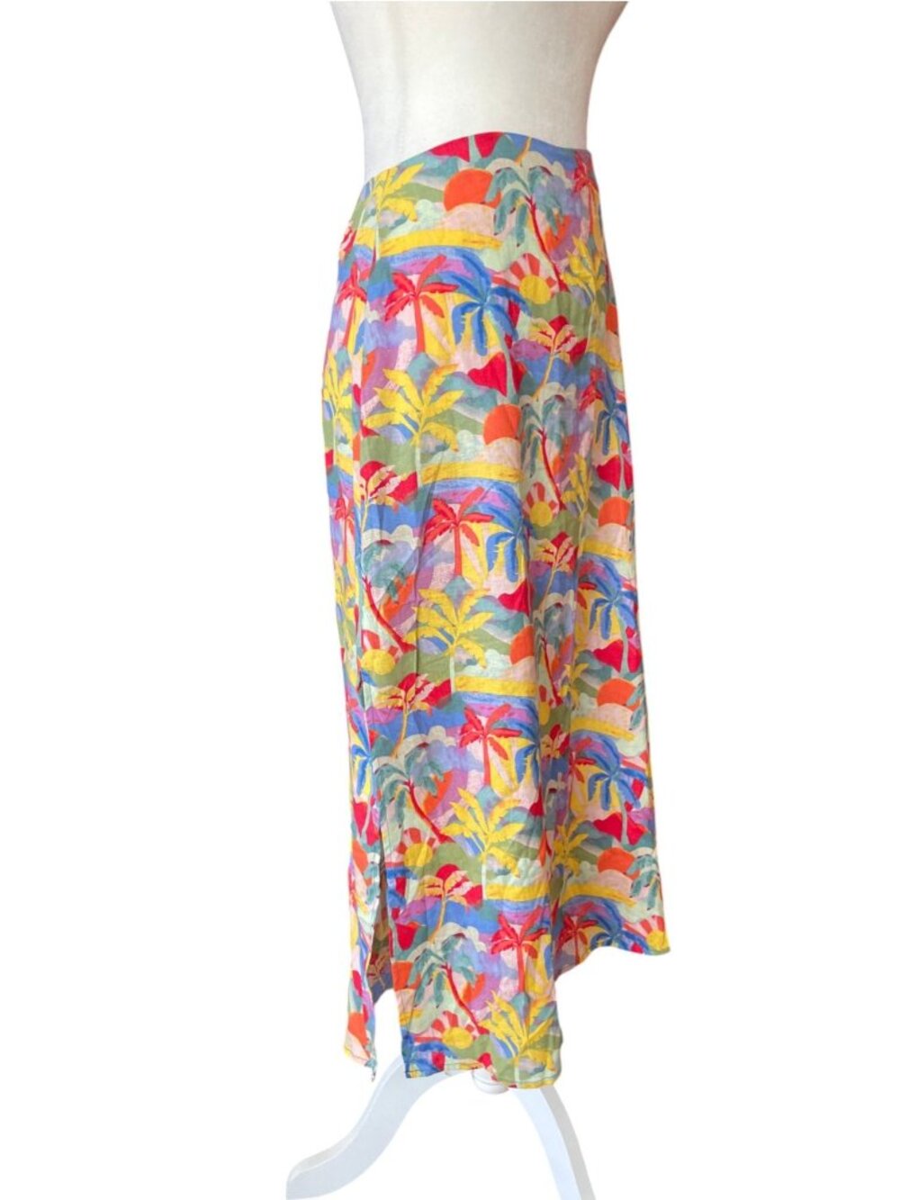 NWT Marine Layer Ryan Midi Slip Skirt Tropical Palm SZ 6 Vacation Wear - Picture 3 of 12